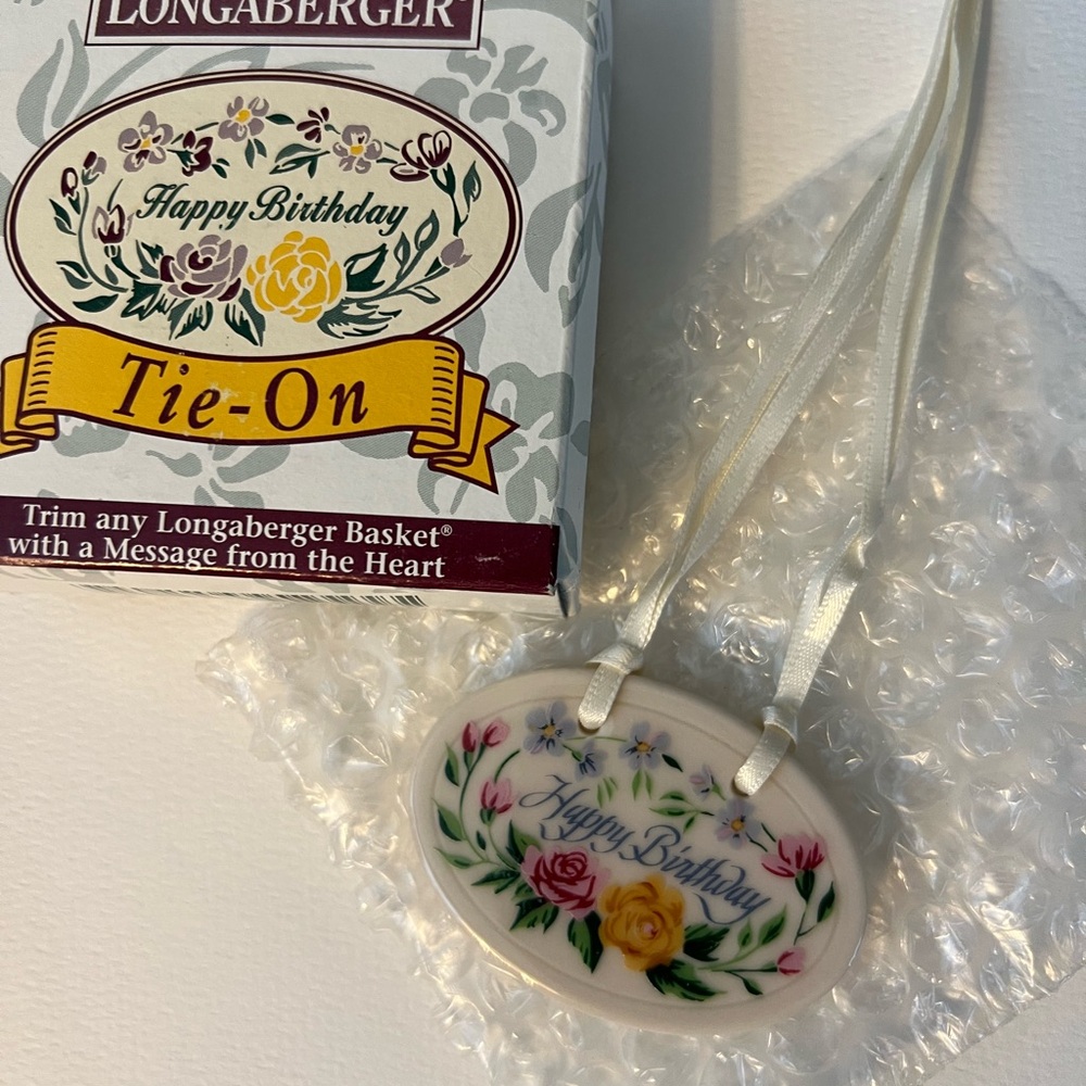 Longaberger Floral Happy Birthday Tie-On